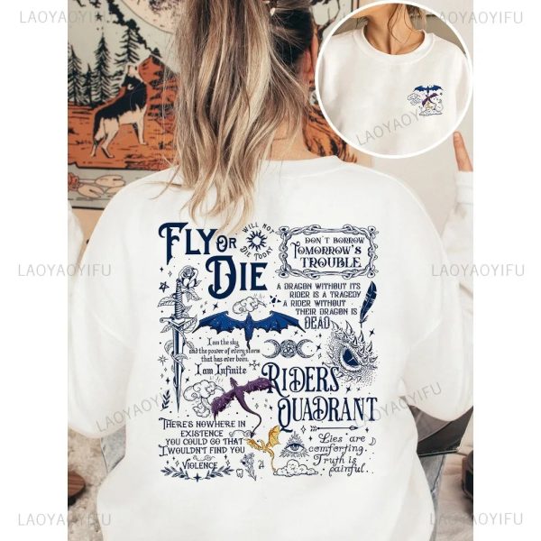 Fourth Wing Dragon Basgiath War College Slogan Women Sweatshirt Divine Sword Tome Elemental Dragons Duplex Printing Sweater - Image 10
