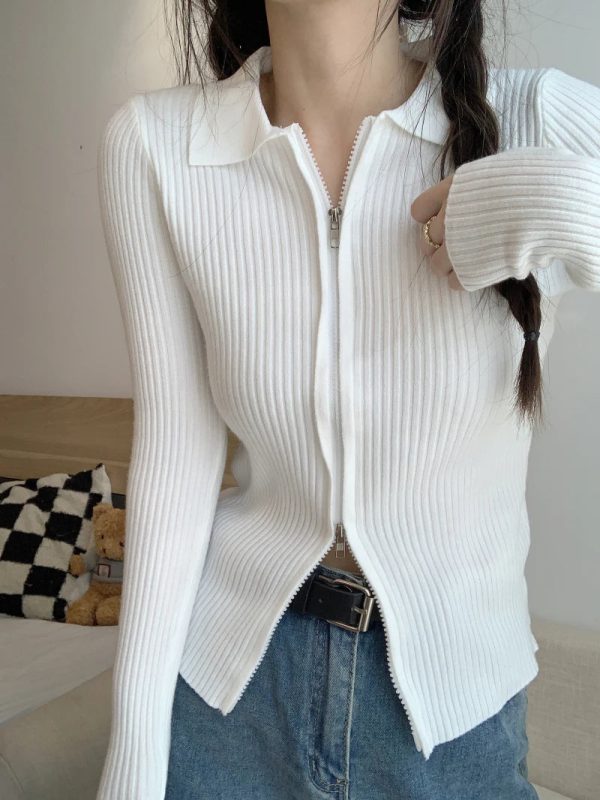 Sweater Cardigans Women Slim Y2k Hotsweat College Young Fashion 2022 Autumn New Design Zipper Cropped Girls Sexy Kpop Korean Ins - Image 13