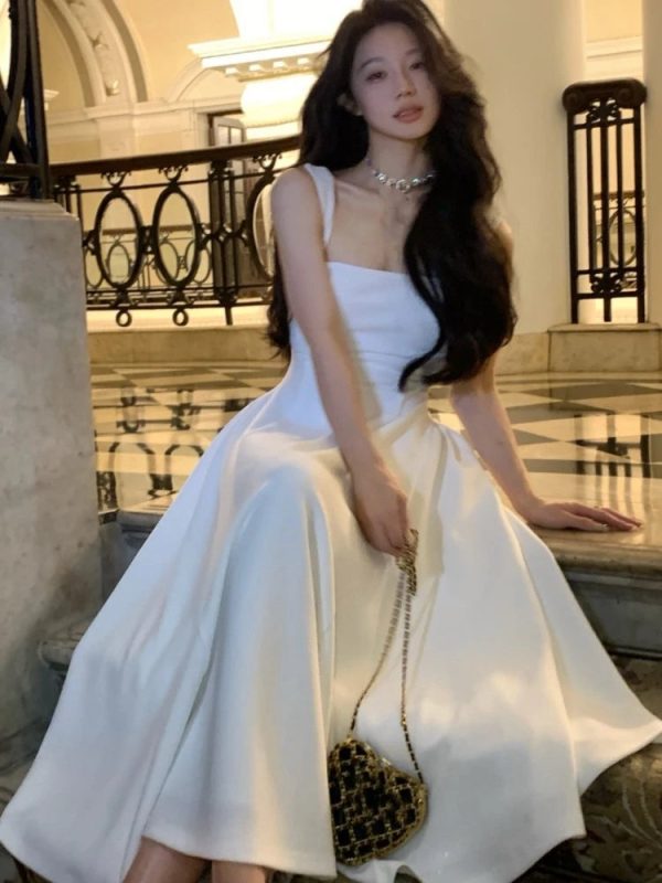 Solid Midi Dress Women French Elegant Holiday Party Dresses A-line Prom Robe Wedding Vestidos Ladies Clothes New - Image 4
