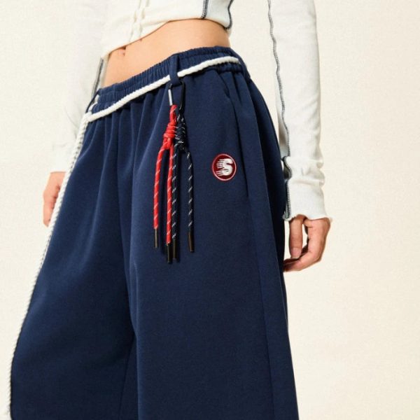 Kpop Vintage Hip-hop Street Dance Wide Leg Pants Women New Trendy Cool Bandage Design Sweatpants Women High Waist All-match Trousers - Image 9