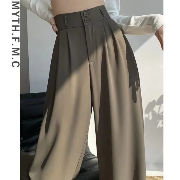 Women’s Wide Leg Pants Women Korean Style High Waist Black Trouser Office Ladies Fashion Loose Grey Suit Trousers Streetwear - Image 9