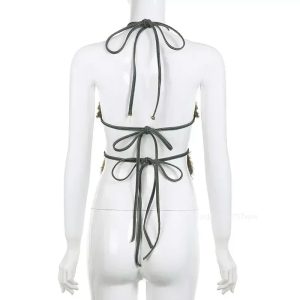 Distressed Star-shaped Crop Top Stitched Y2k Grunge Tie-up Backless Corset Tops Women Summer Streetwear Denim Shirts 90s - Image 6