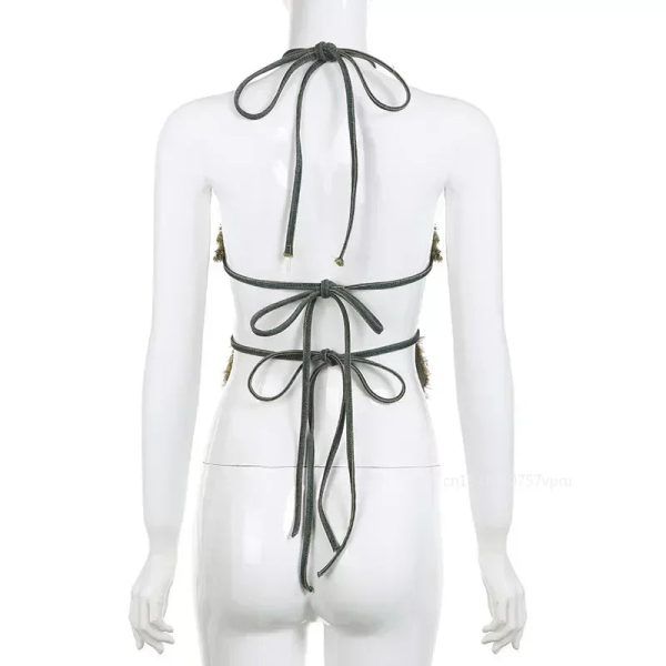 Distressed Star-shaped Crop Top Stitched Y2k Grunge Tie-up Backless Corset Tops Women Summer Streetwear Denim Shirts 90s - Image 6