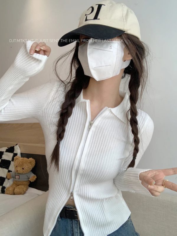 Sweater Cardigans Women Slim Y2k Hotsweat College Young Fashion 2022 Autumn New Design Zipper Cropped Girls Sexy Kpop Korean Ins - Image 5