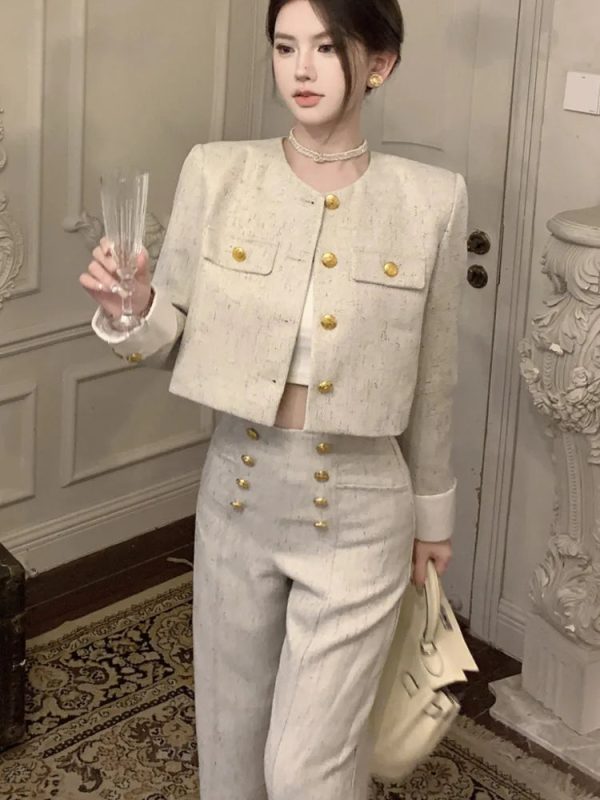 High End Small Fragrance Two Piece Set Women Jacket Coat + Pant Sets Fashion Casual 2 Piece Sets Women Outfit Conjunto Femininos - Image 4