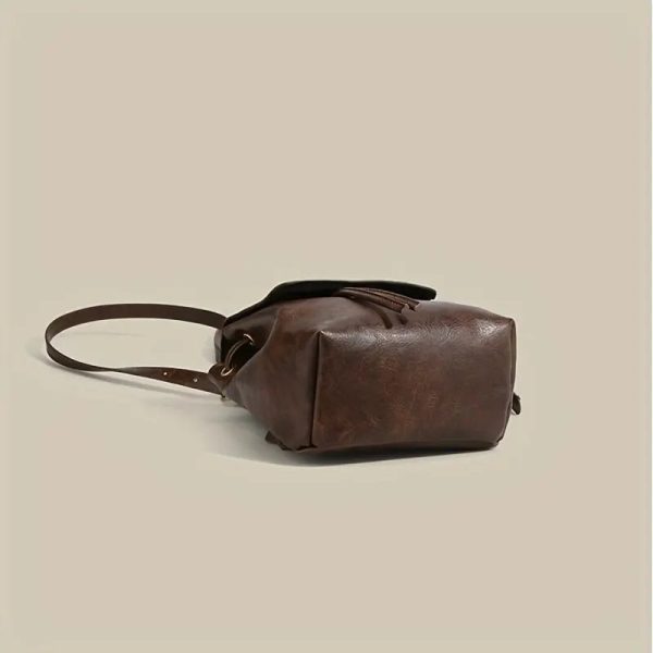 Small Drawstring Flap Backpack Women Mini PU Leather Textured School Backpack Fashion Travel Commuter Bag Girl Bakpacks - Image 6