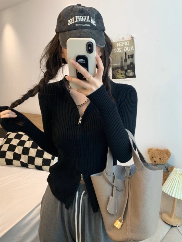 Sweater Cardigans Women Slim Y2k Hotsweat College Young Fashion 2022 Autumn New Design Zipper Cropped Girls Sexy Kpop Korean Ins - Image 6
