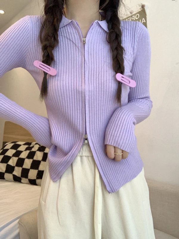 Sweater Cardigans Women Slim Y2k Hotsweat College Young Fashion 2022 Autumn New Design Zipper Cropped Girls Sexy Kpop Korean Ins - Image 11