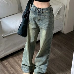 Deeptown Y2k Baggy Wide Leg Jeans Women Vintage Streetwear Washed Denim Pants