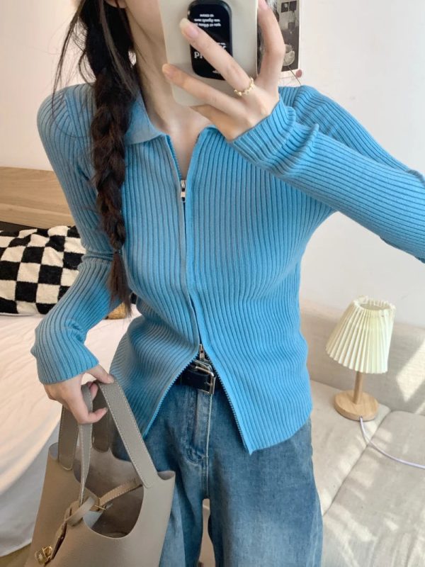 Sweater Cardigans Women Slim Y2k Hotsweat College Young Fashion 2022 Autumn New Design Zipper Cropped Girls Sexy Kpop Korean Ins - Image 12