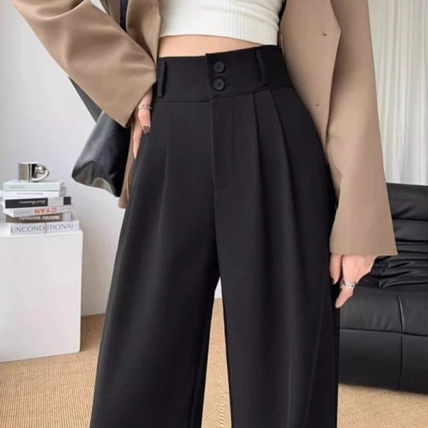 Women’s Wide Leg Pants Women Korean Style High Waist Black Trouser Office Ladies Fashion Loose Grey Suit Trousers Streetwear - Image 5