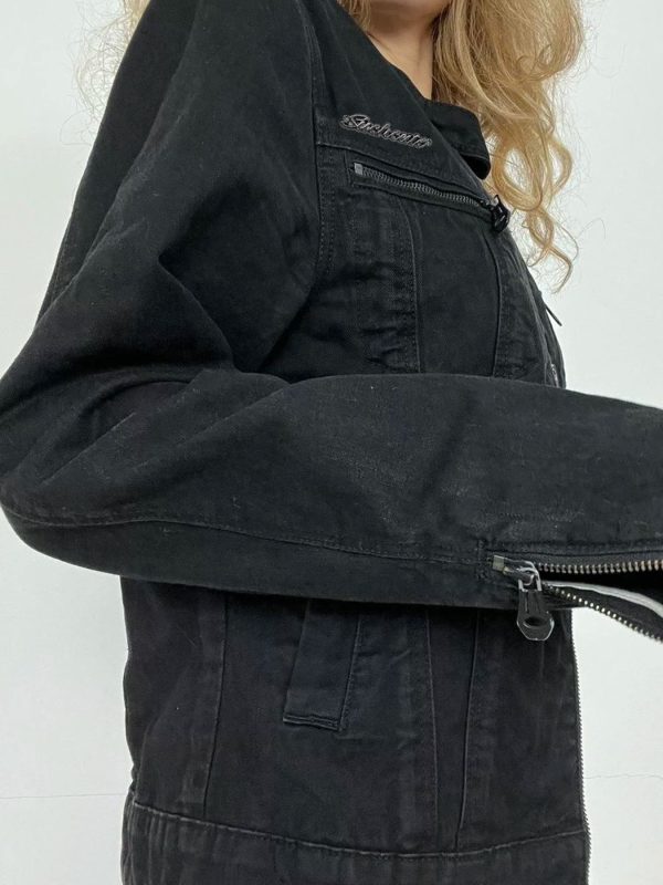 Rockmore Streetwear Double Zipper Denim Jackets Solid Casual Vintage Long Sleeve Outerwear Harajuku Cargo Style Women's Coats - Image 2