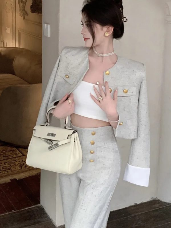 High End Small Fragrance Two Piece Set Women Jacket Coat + Pant Sets Fashion Casual 2 Piece Sets Women Outfit Conjunto Femininos - Image 3