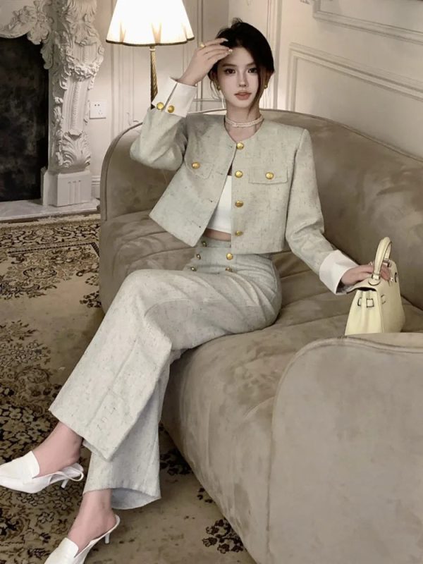 High End Small Fragrance Two Piece Set Women Jacket Coat + Pant Sets Fashion Casual 2 Piece Sets Women Outfit Conjunto Femininos - Image 2