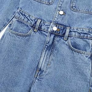 Autumn Denim Jumpsuit for Women Overalls Woman Jean Overalls Long Sleeve Elegant Jumpsuits Y2k Streetwear 2024 Turn Down Collar - Image 6