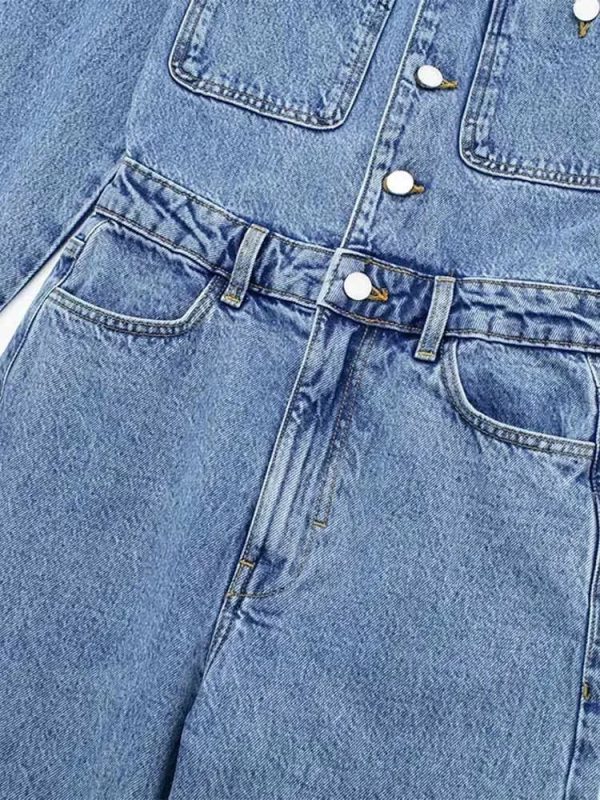 Autumn Denim Jumpsuit for Women Overalls Woman Jean Overalls Long Sleeve Elegant Jumpsuits Y2k Streetwear 2024 Turn Down Collar - Image 6