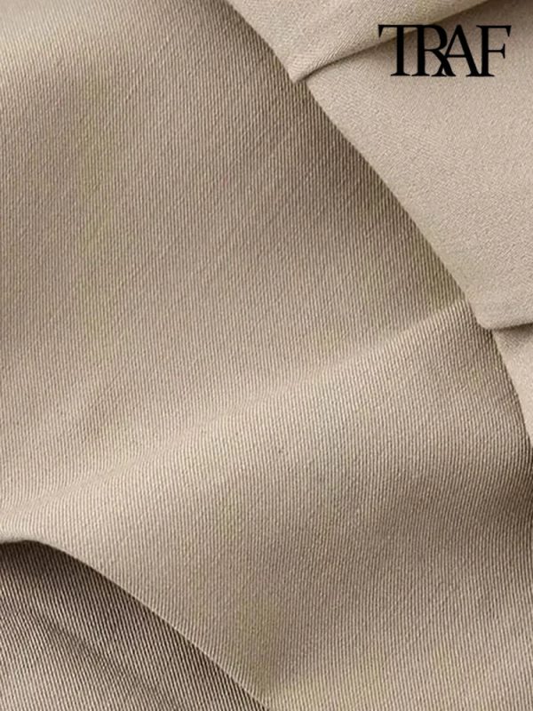 TRAF-Pleated Shorts Skirts for Women With Belt, Side Zipper, Mid Waist, Female Skort, Chic Fashion - Image 6