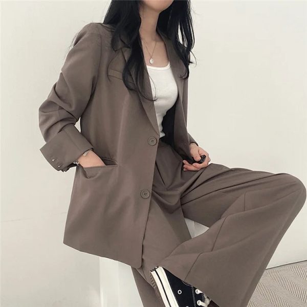 Fall Fashion Long Sleeve Blazer Mujer Pant Sets Blazers Women 2024 Casual Womens 2 Piece Outfit Set Suits Outwear - Image 2