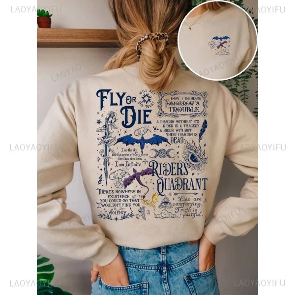 Fourth Wing Dragon Basgiath War College Slogan Women Sweatshirt Divine Sword Tome Elemental Dragons Duplex Printing Sweater - Image 11