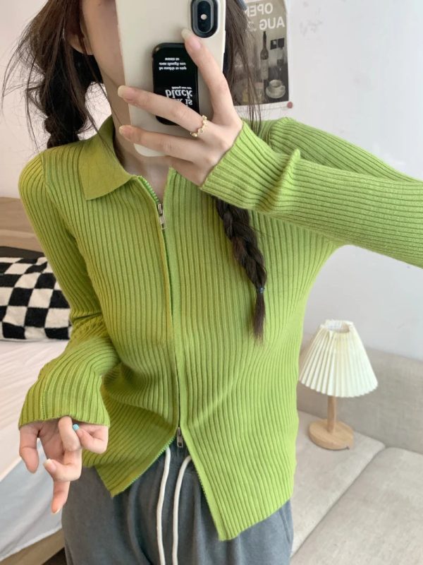 Sweater Cardigans Women Slim Y2k Hotsweat College Young Fashion 2022 Autumn New Design Zipper Cropped Girls Sexy Kpop Korean Ins - Image 9