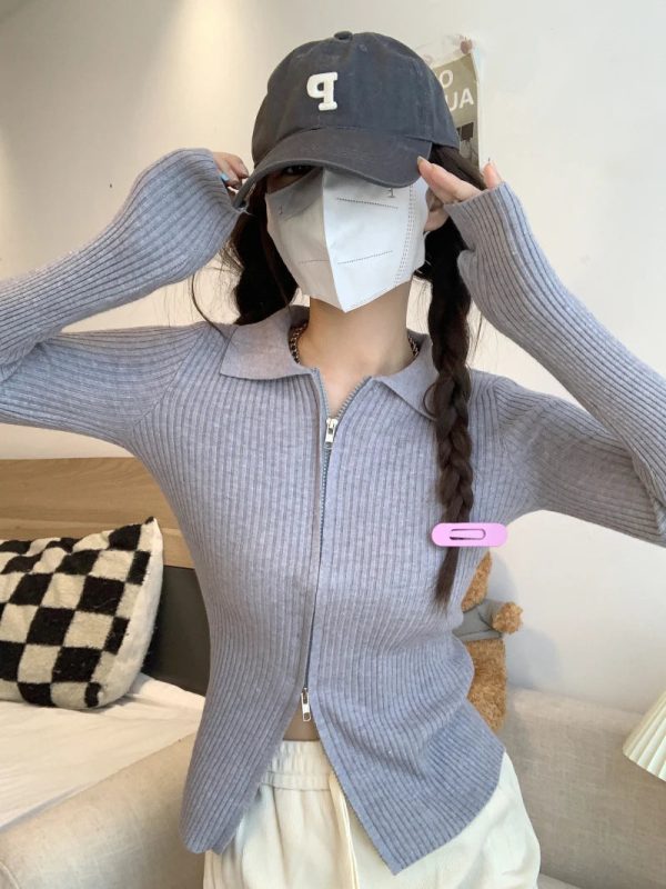 Sweater Cardigans Women Slim Y2k Hotsweat College Young Fashion 2022 Autumn New Design Zipper Cropped Girls Sexy Kpop Korean Ins - Image 8