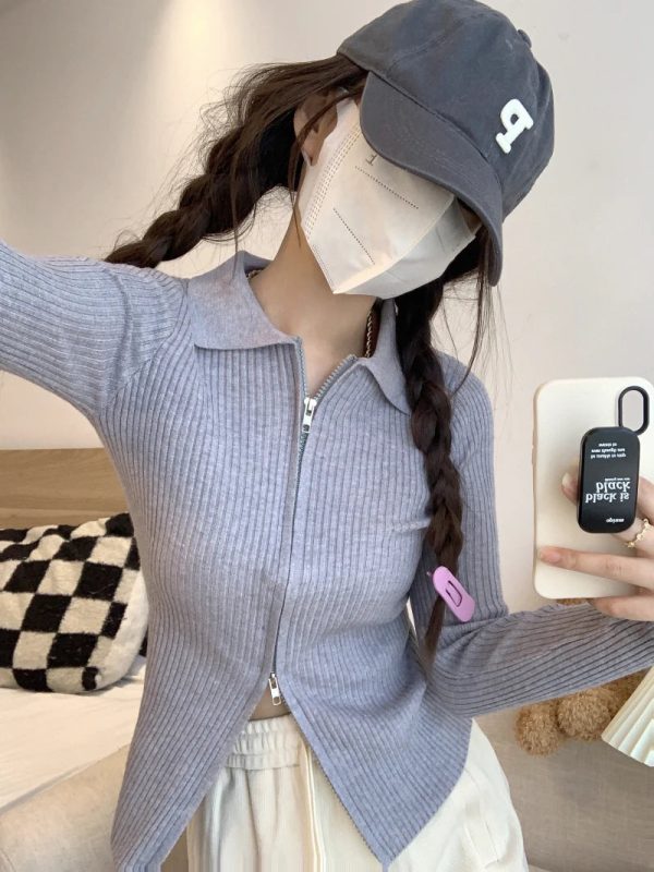 Sweater Cardigans Women Slim Y2k Hotsweat College Young Fashion 2022 Autumn New Design Zipper Cropped Girls Sexy Kpop Korean Ins - Image 10