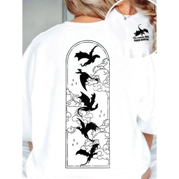 Fourth Wing Dragon Basgiath War College Slogan Women Sweatshirt Divine Sword Tome Elemental Dragons Duplex Printing Sweater - Image 4