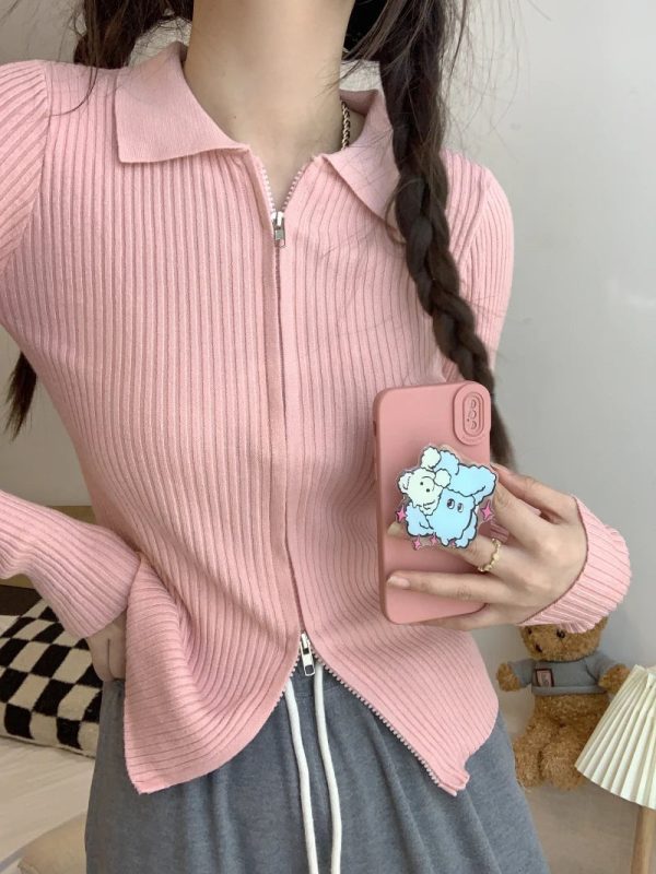 Sweater Cardigans Women Slim Y2k Hotsweat College Young Fashion 2022 Autumn New Design Zipper Cropped Girls Sexy Kpop Korean Ins