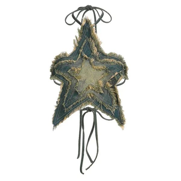 Distressed Star-shaped Crop Top Stitched Y2k Grunge Tie-up Backless Corset Tops Women Summer Streetwear Denim Shirts 90s - Image 7