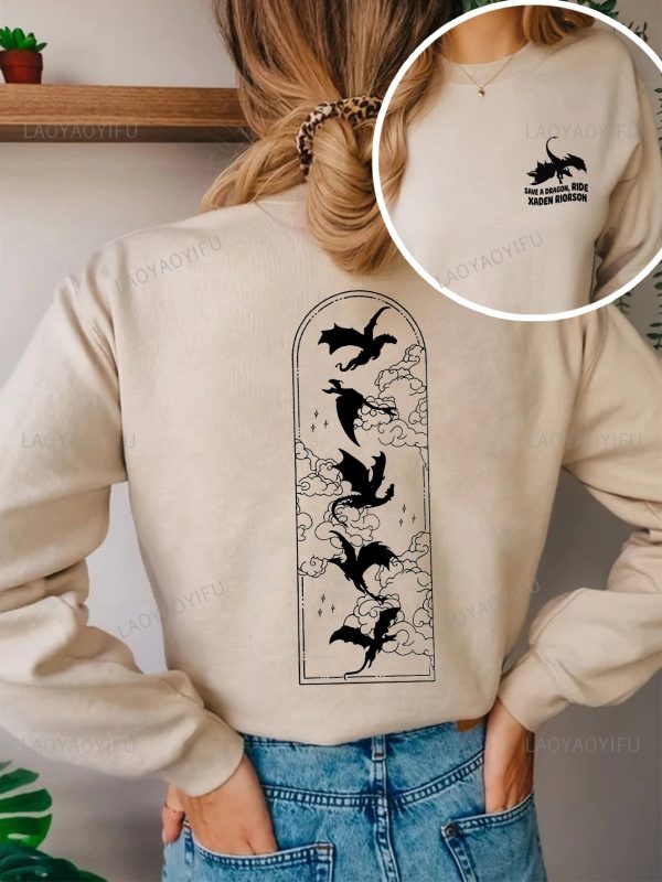 Fourth Wing Dragon Basgiath War College Slogan Women Sweatshirt Divine Sword Tome Elemental Dragons Duplex Printing Sweater - Image 7